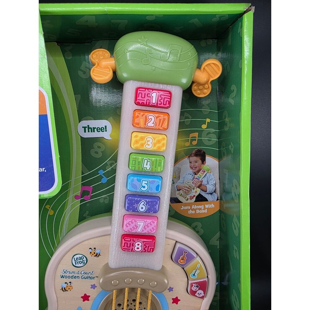 LeapFrog Strum & Count Wooden Guitar Educational Toy 18+ Months Multi-Mode Music - Picture 3 of 10
